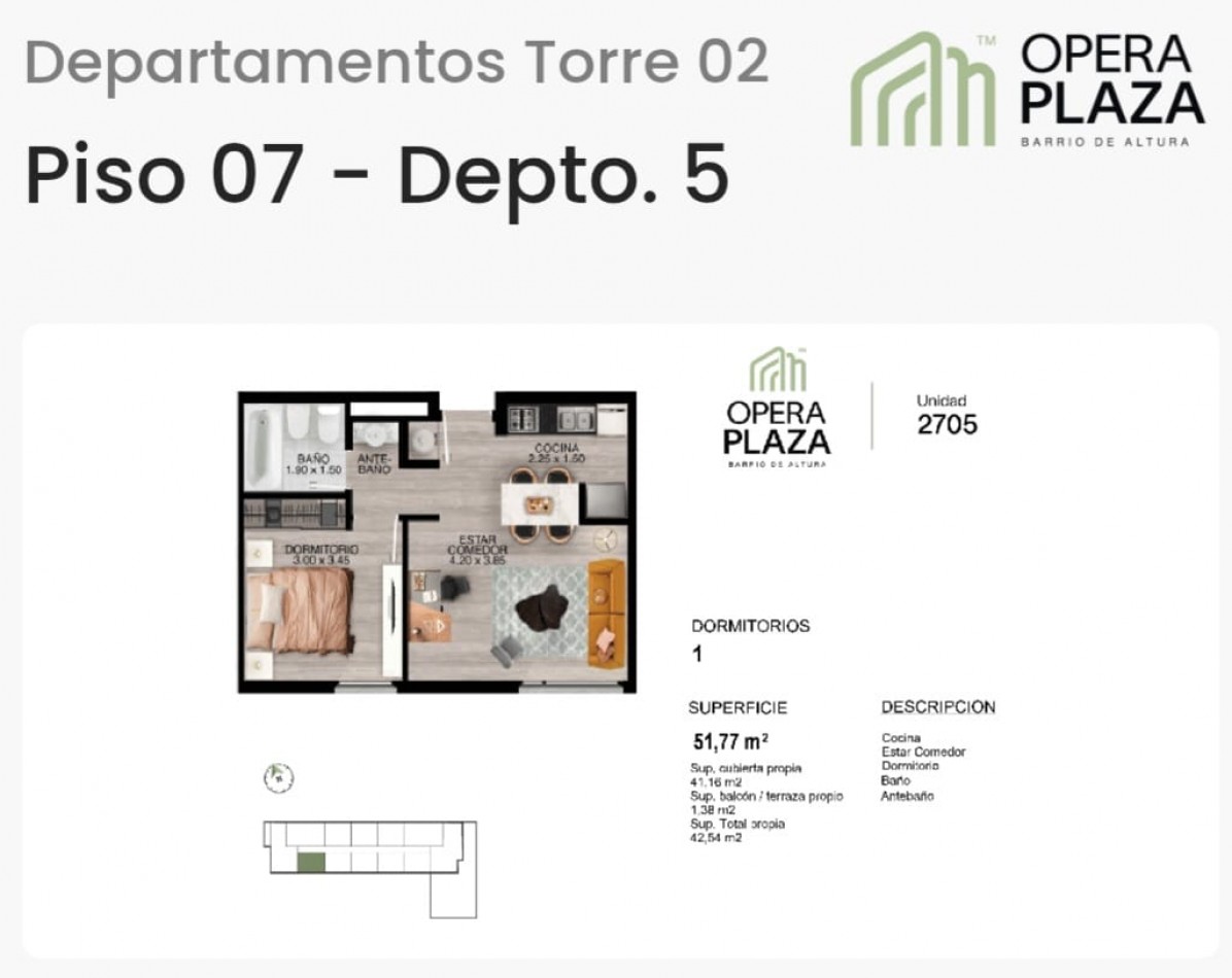 VENTA DE EXCELENTE DEPARTAMENTO EL COMPLEJO OPERA PLAZA PISO 7 DEPARTAMENTO 5 TORRE 2 ENTREGA INICIAL EL 40% FINANACIACION HASTA EN 36 CUOTAS POSESION 2026